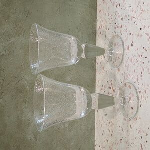 Chunky Oversized Stemware Tiny Bubbles In Glass Top, Clear Stem Multi-Use